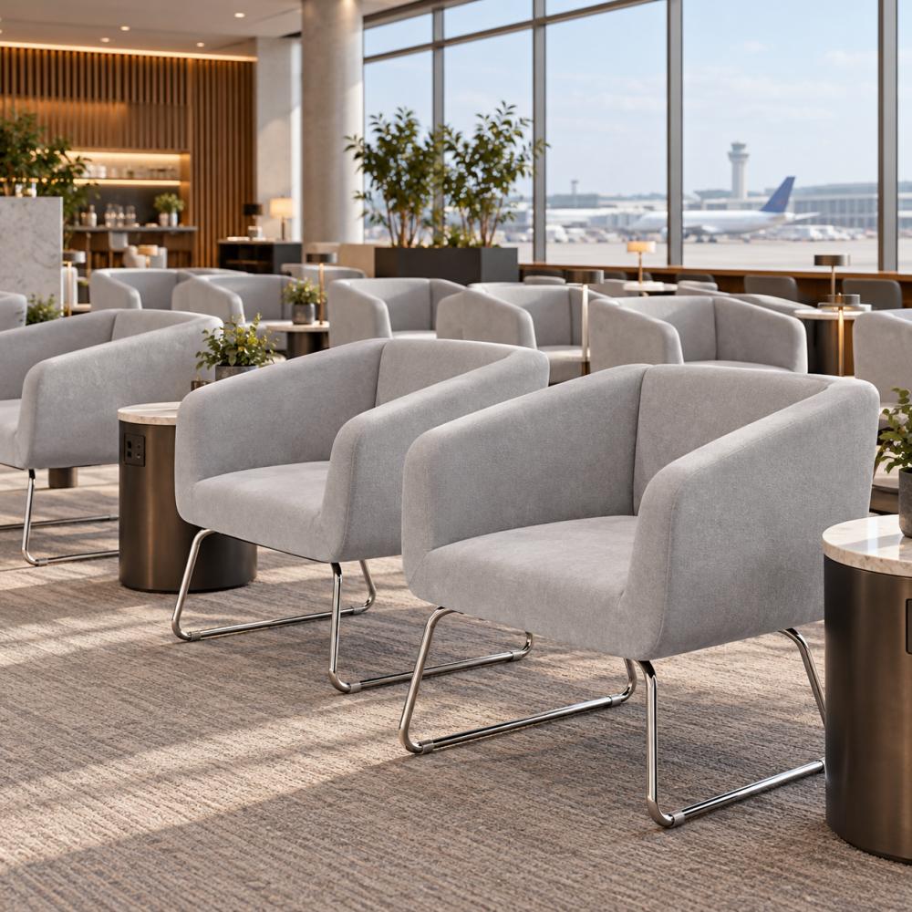 Light Grey Troy Chairs in Airport Lounge Long Term Hire