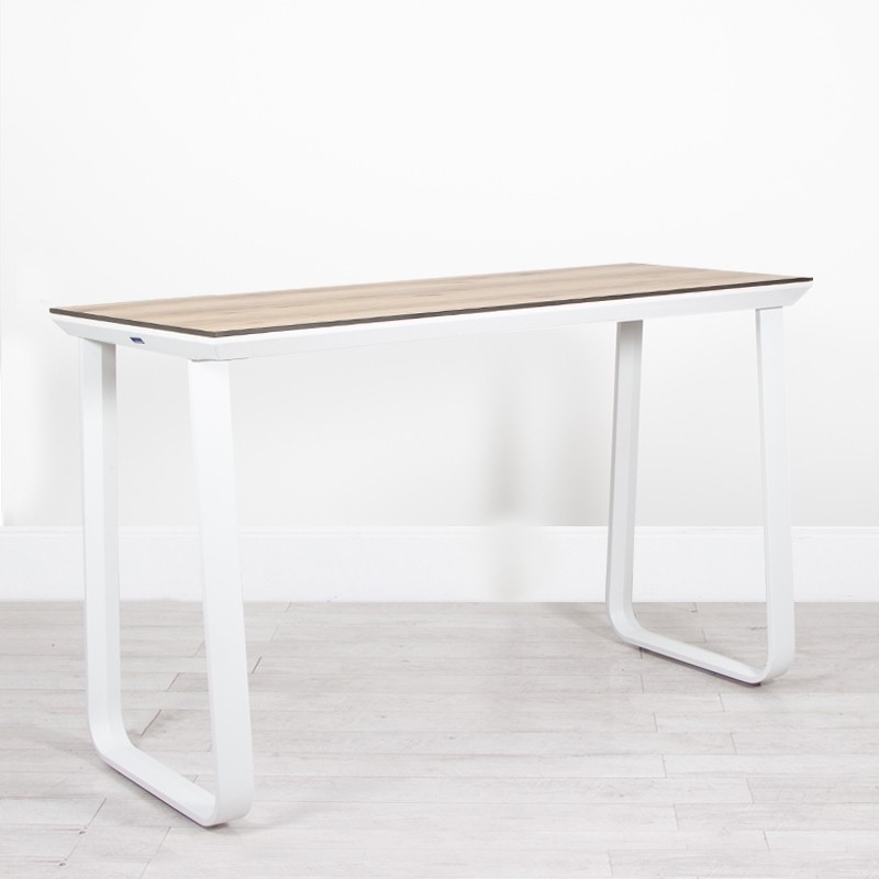 Utah Double Poseur Table - White Base Natural Oak Top