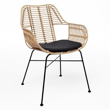 Miami Armchair - Natural with Black Cushion Miami Armchair - Natural with Black Cushion