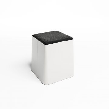 White Bric Stool - Black Fabric Top White Bric Stool - Black Fabric Top